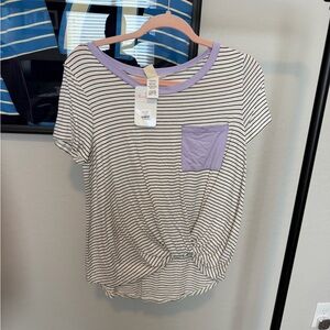 Striped Purple Pocket Women's Top